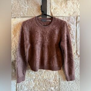 Alice + Olivia Brown Fuzzy Crewneck Sweater